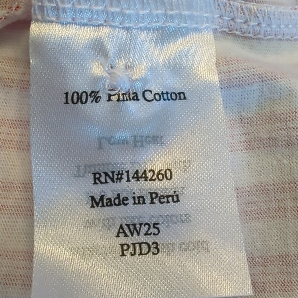Petite Plume Pima Pajama Set In Antique Red Size Large Striped Embroidered EUC - Picture 12 of 16